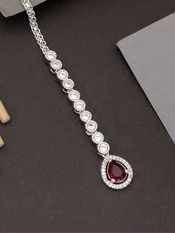 Abdesigns Silver Plated Teardrop Maangtikka