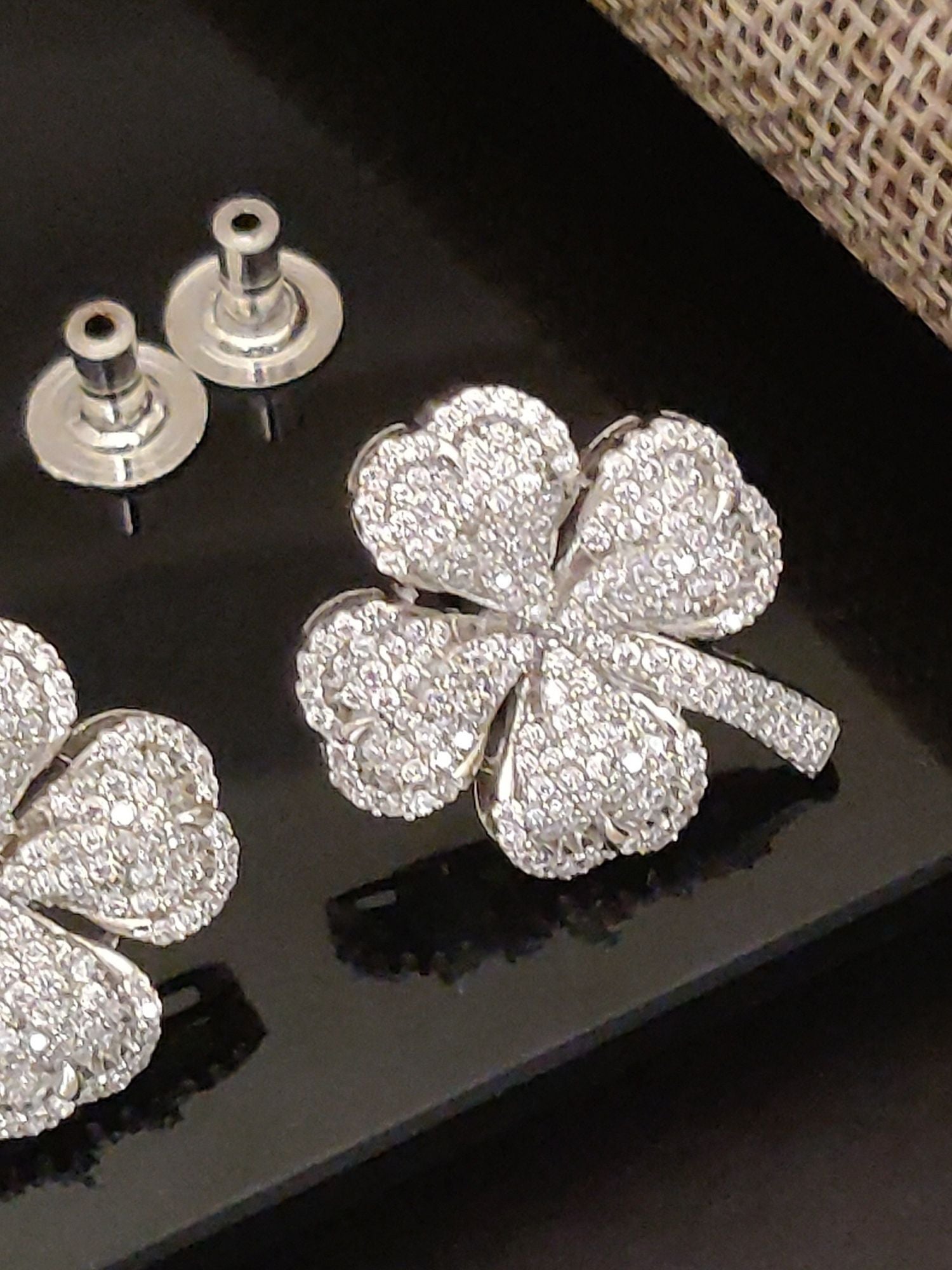 Abdesigns American Diamond Silver Plated Studs Earring