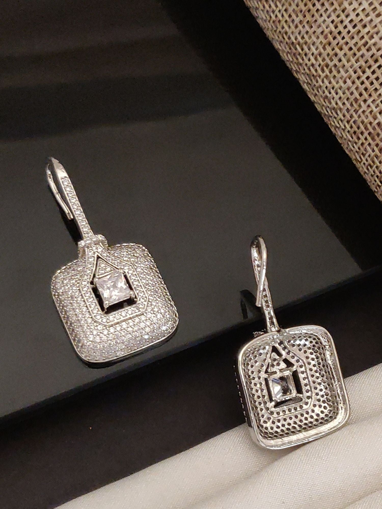 Abdesigns Silver Plated American Diamond Studs Earring