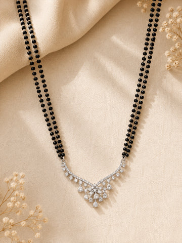 Enchanting High Quality Floral Silver Plated Mangalsutra - mangalsutra by Abdesigns Jewellery