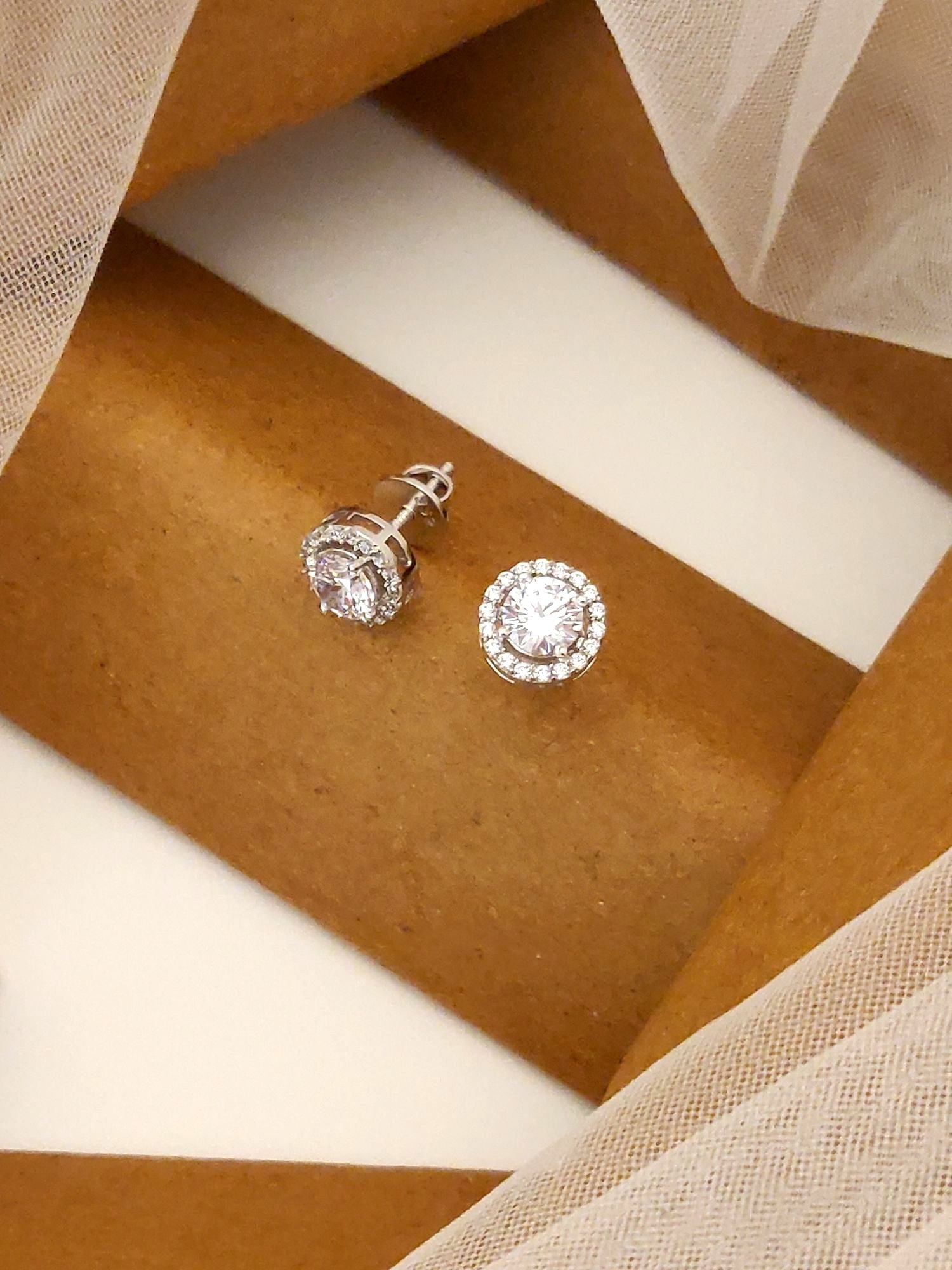 925 Sterling Silver Diamond Studs Earring