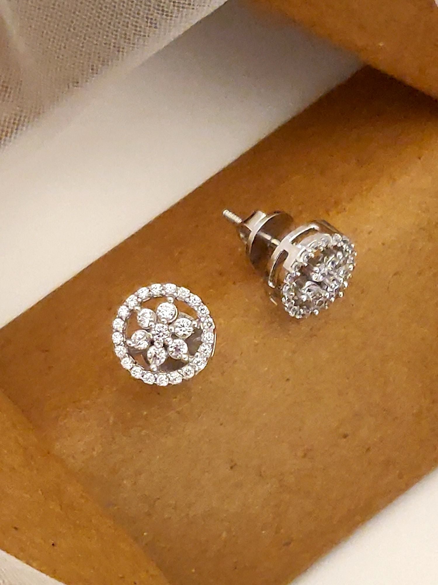 925 Sterling Silver Diamond Studs Earring