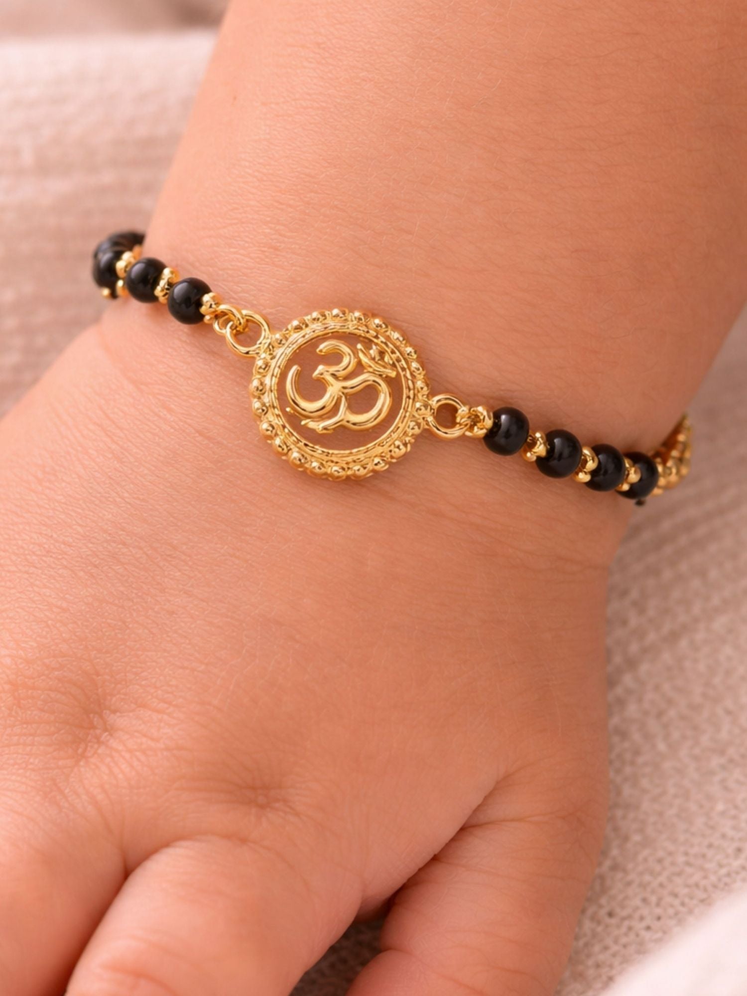 925 Sterling Silver Gold Plated Om Baby Nazariya Bracelet