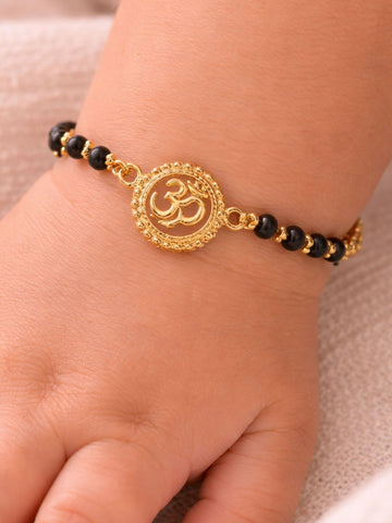 925 Sterling Silver Gold Plated Om Baby Nazariya Bracelet