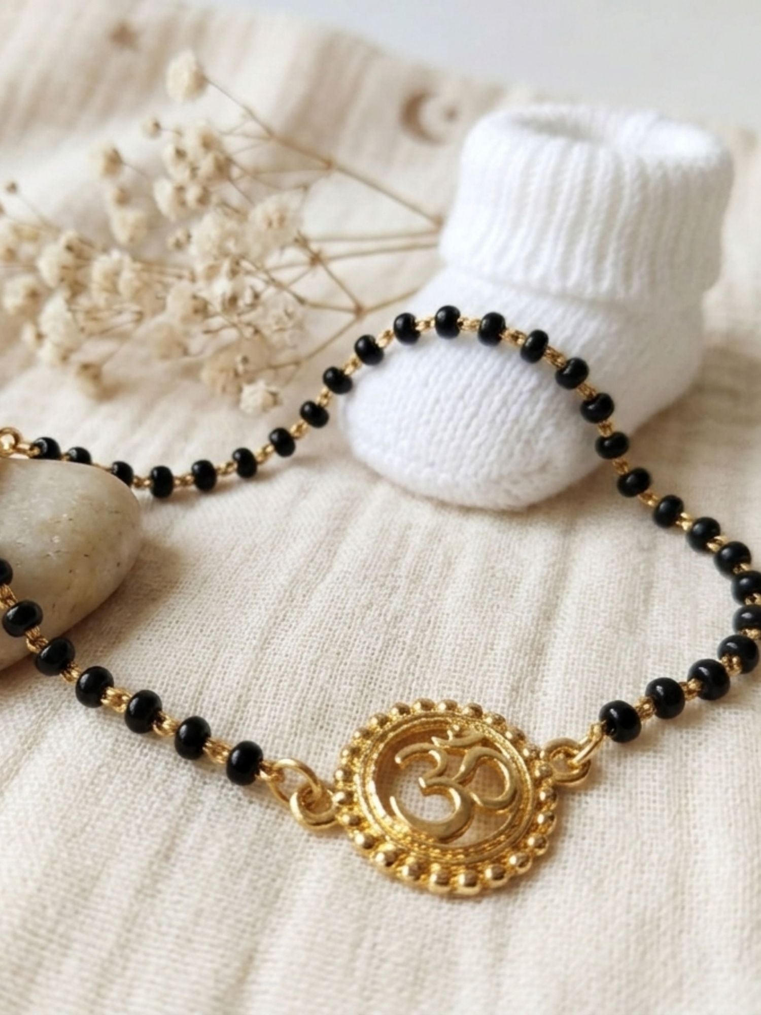 925 Sterling Silver Gold Plated Om Baby Nazariya Bracelet