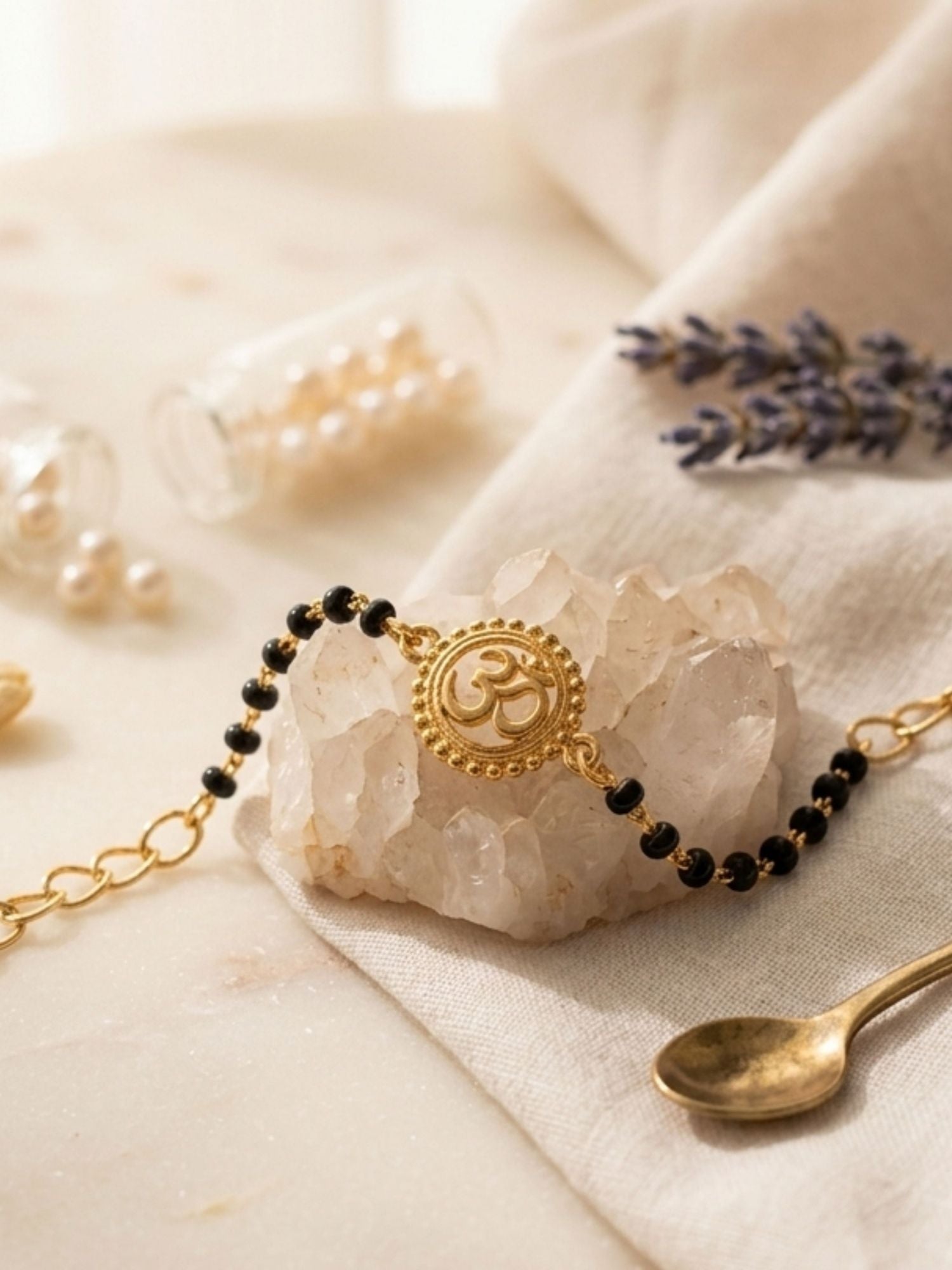 925 Sterling Silver Gold Plated Om Baby Nazariya Bracelet