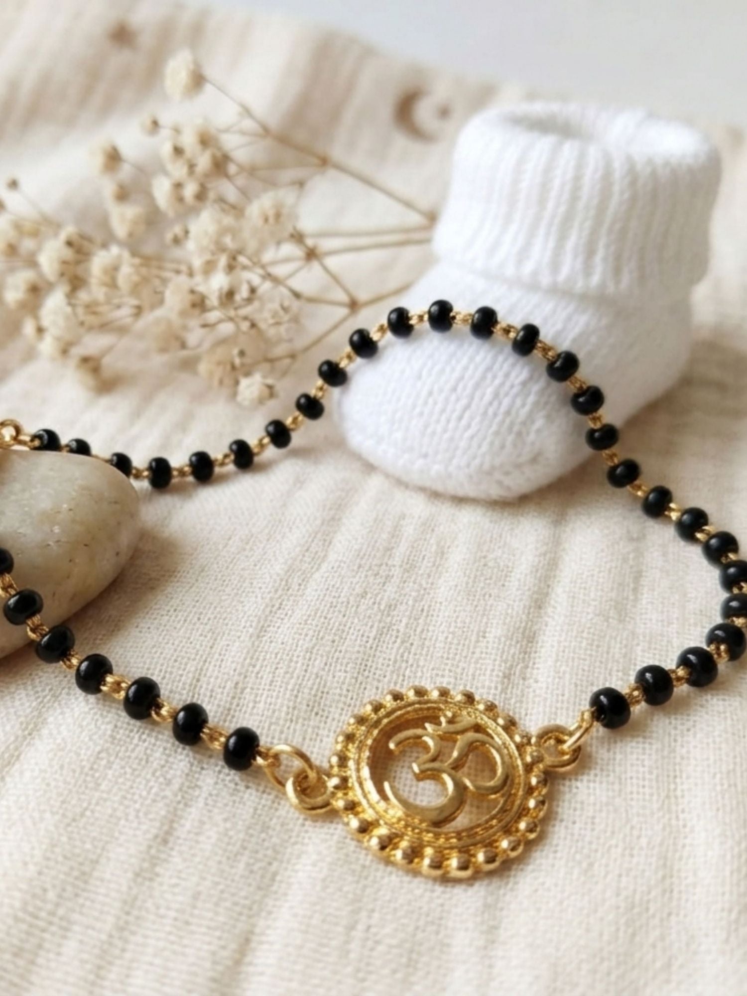925 Sterling Silver Gold Plated Om Baby Nazariya Bracelet