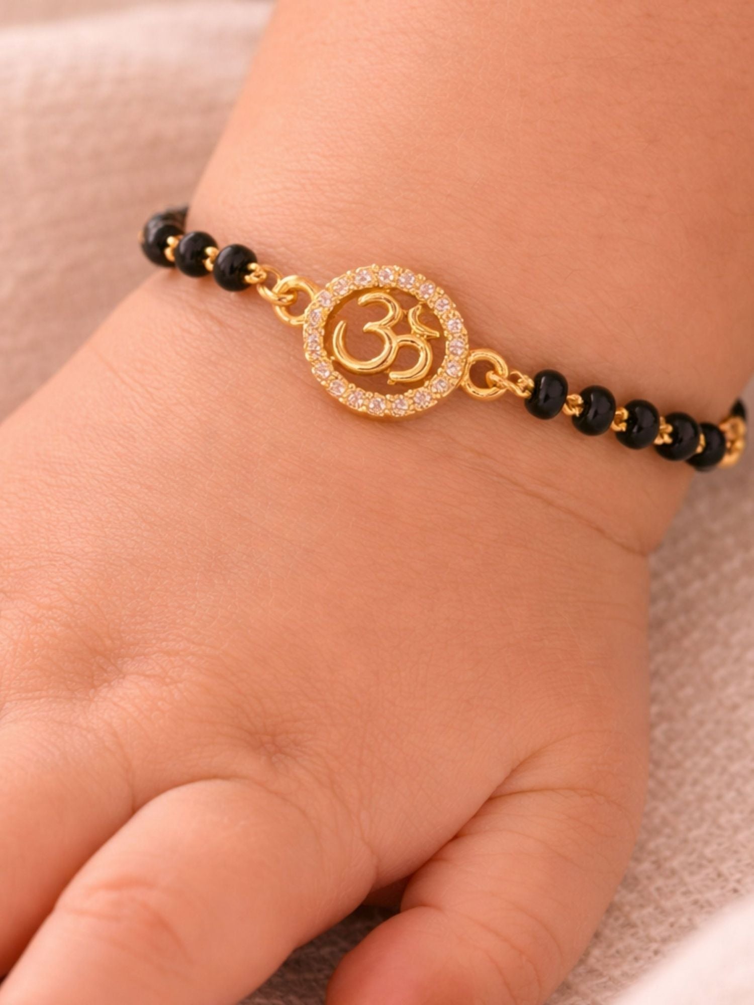 925 Sterling Silver Gold Plated Om Baby Nazariya Bracelet