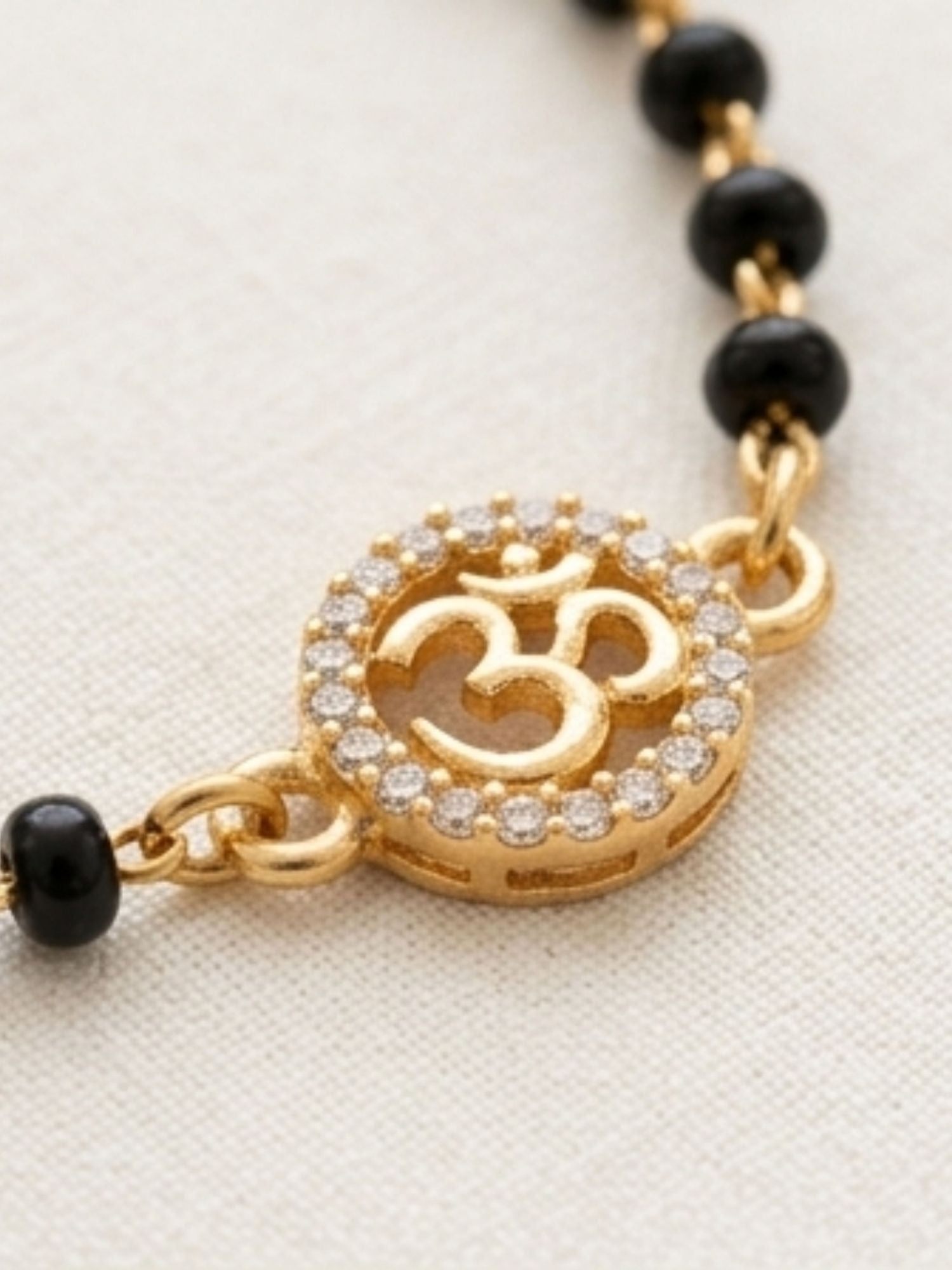 925 Sterling Silver Gold Plated Om Baby Nazariya Bracelet