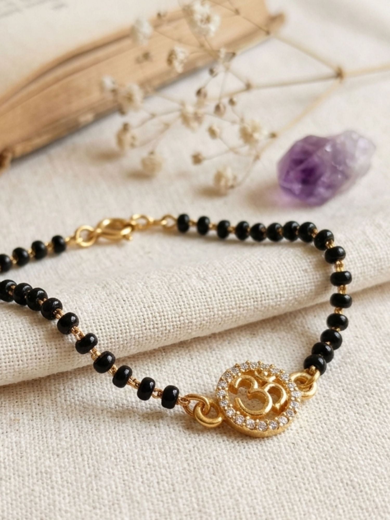 925 Sterling Silver Gold Plated Om Baby Nazariya Bracelet