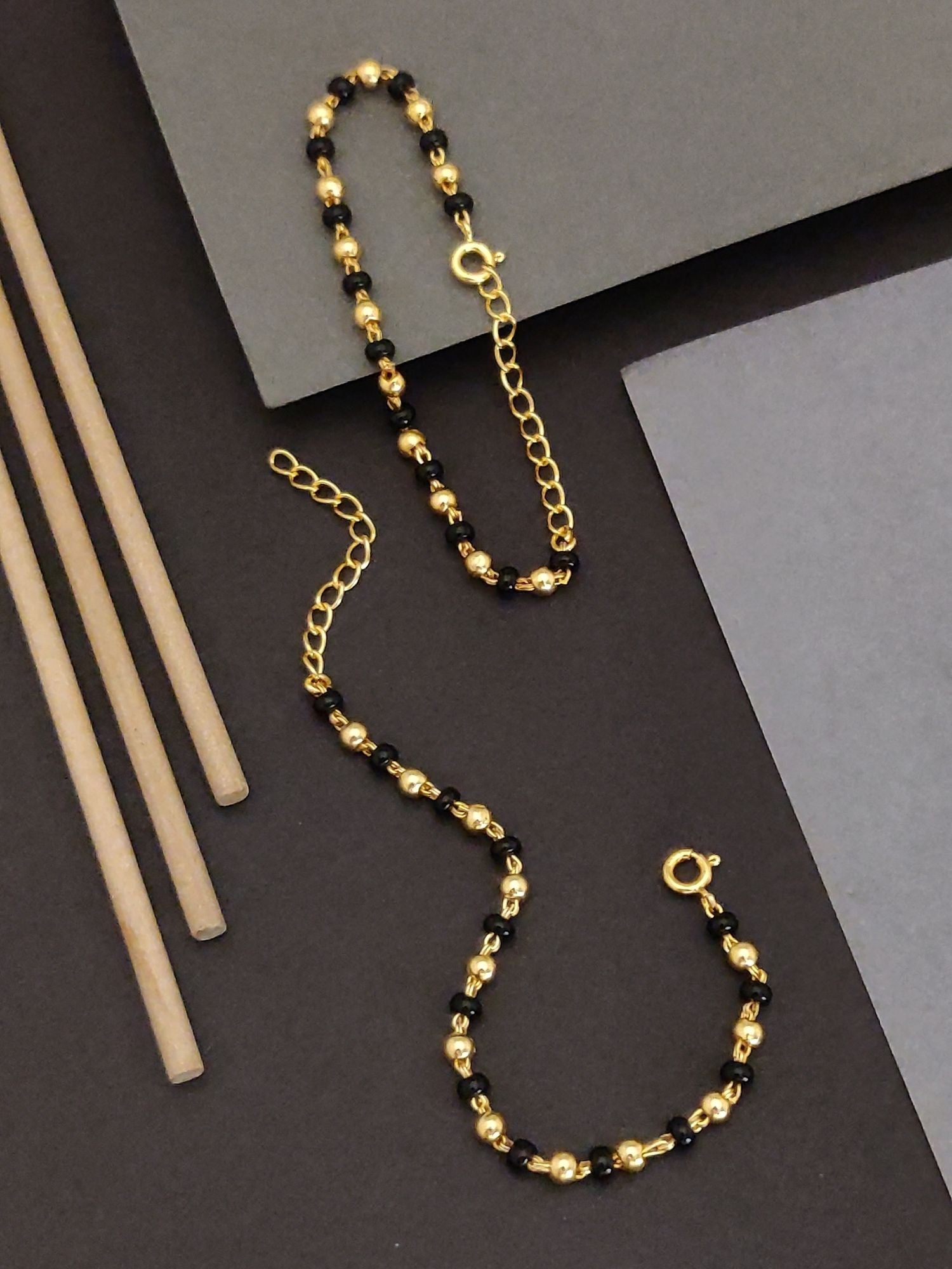 925 Sterling Silver Baby Nazariya Bracelet with Black Beads for Kids