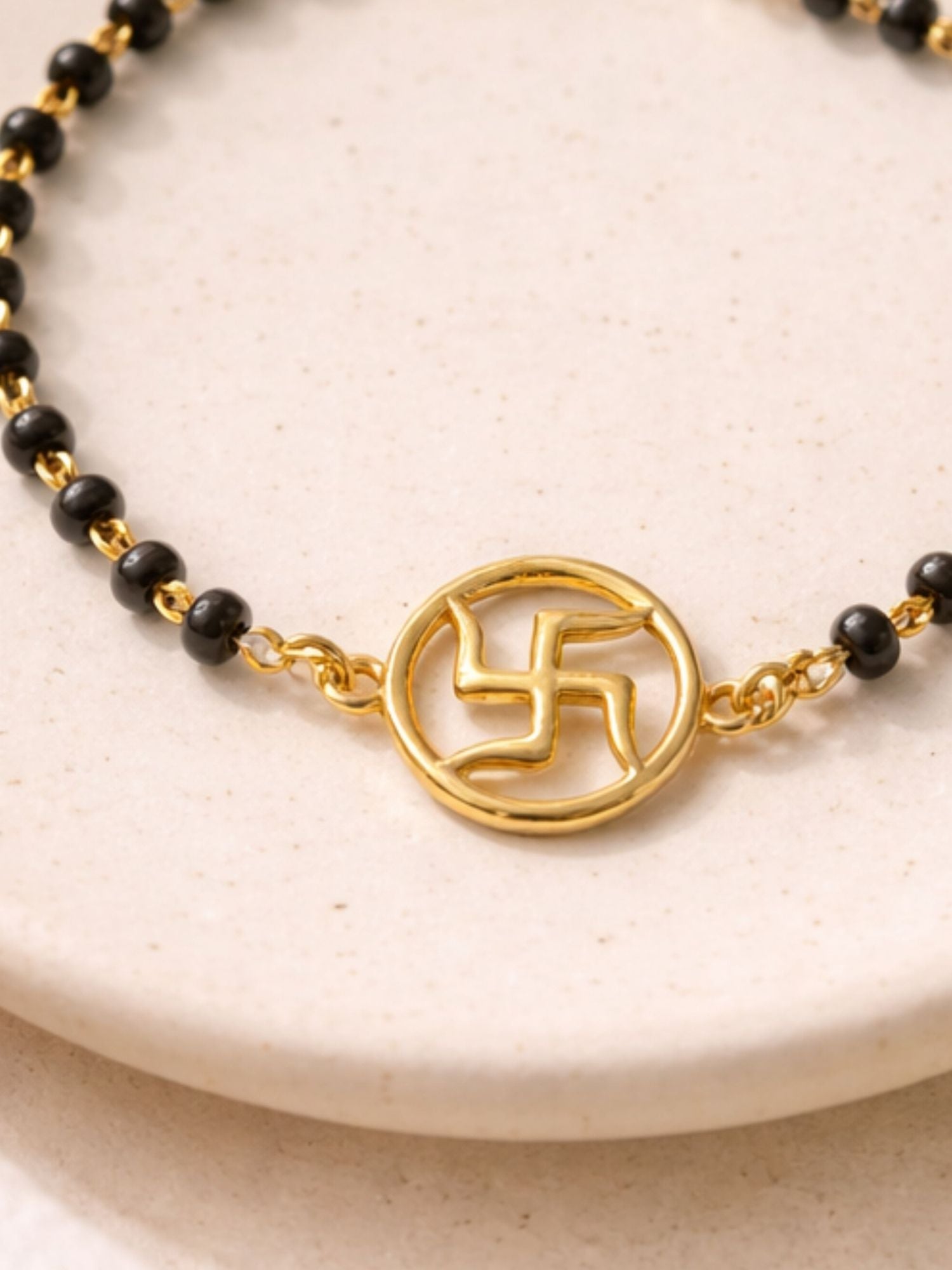 925 Sterling Silver Gold Plated Swastik Baby Nazariya Bracelet