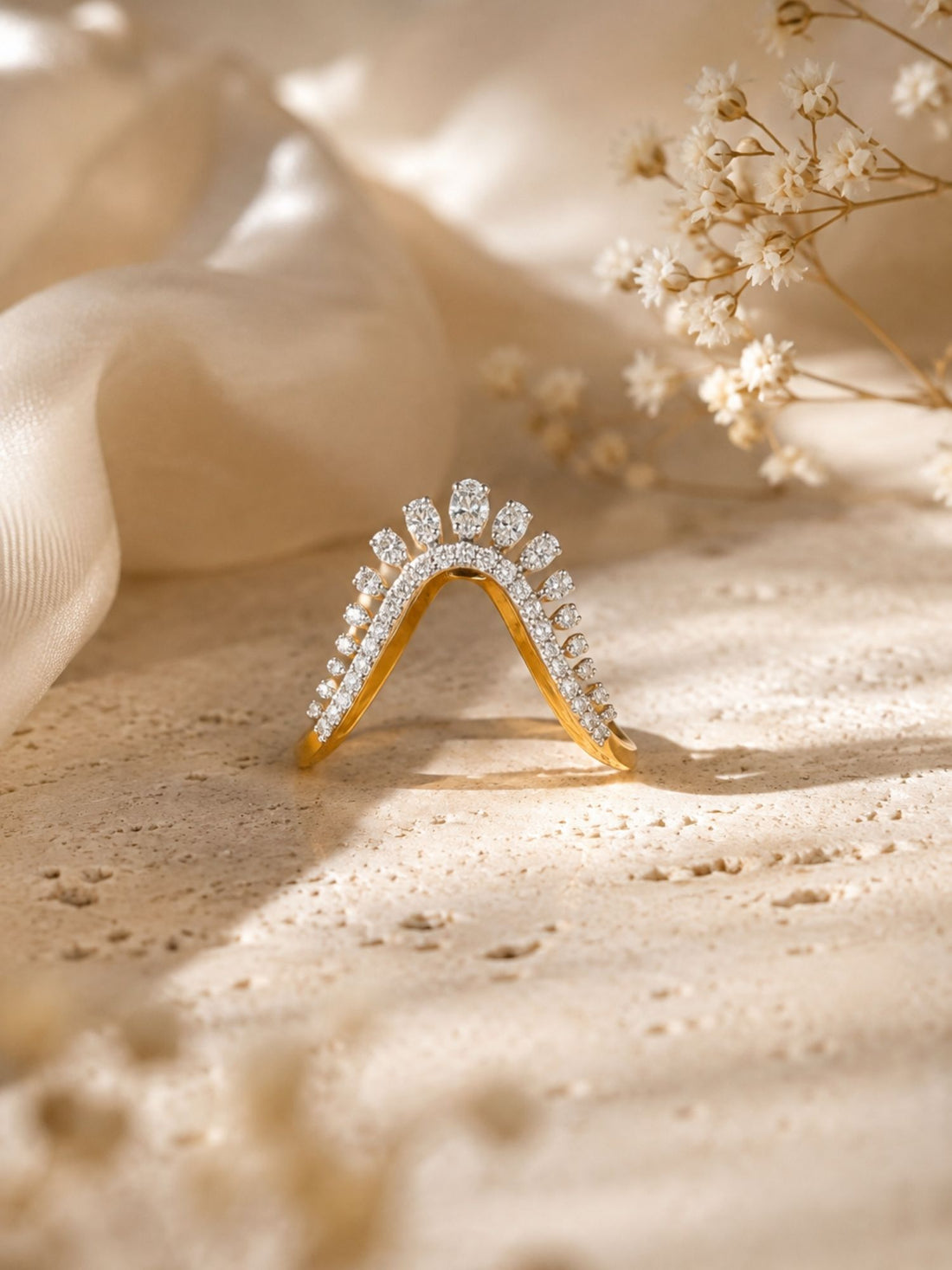 925 Sterling Silver Chevron Ring for Women – front view