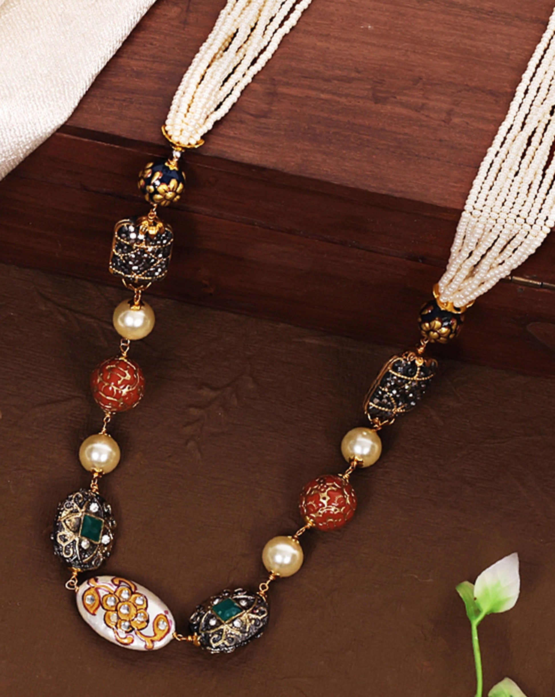 Beads Pearls Stones Gold Plated Jewellery Mala - Abdesignsjewellery