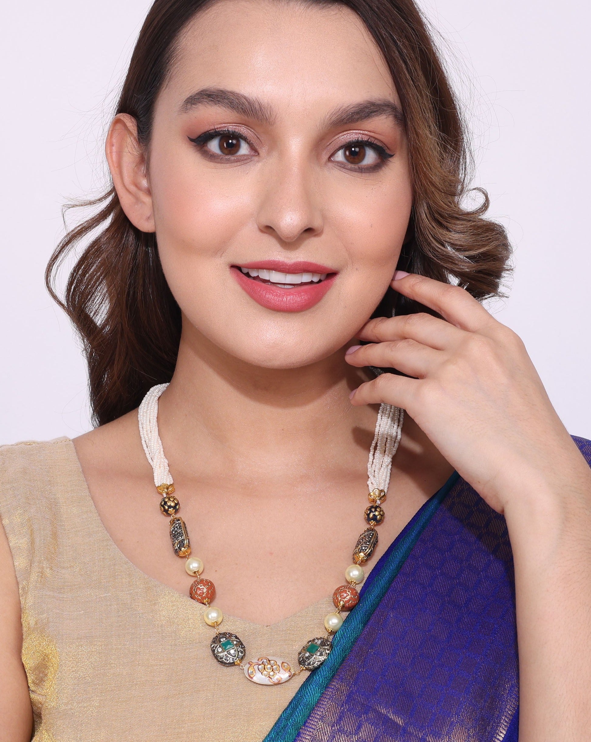 Beads Pearls Stones Gold Plated Jewellery Mala - Abdesignsjewellery