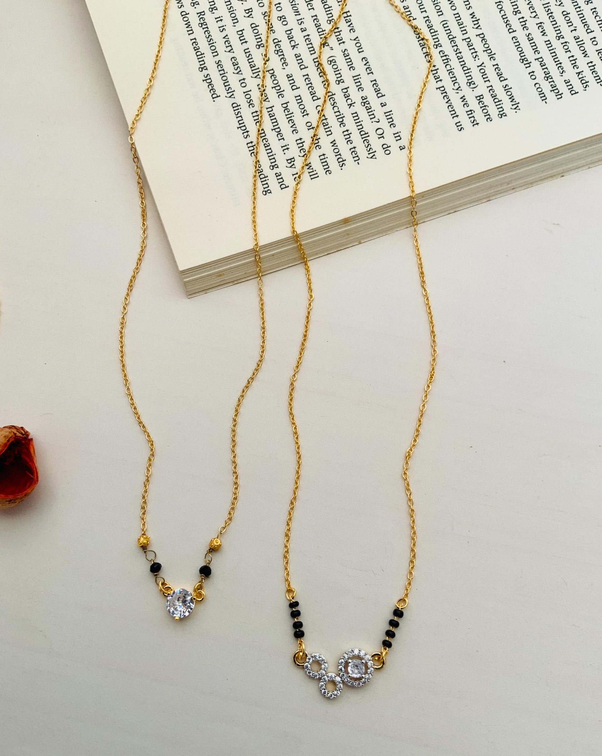 Contemporary Gold Plated American Diamond Mangalsutra Combo - Abdesignsjewellery