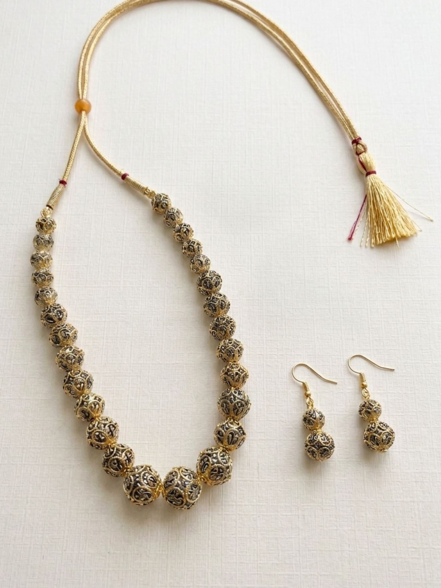 Glamorous Women Gold Metallic Toned Handcrafted Ball Design Crystal Mala - jewellery by Abdesigns Jewellery
