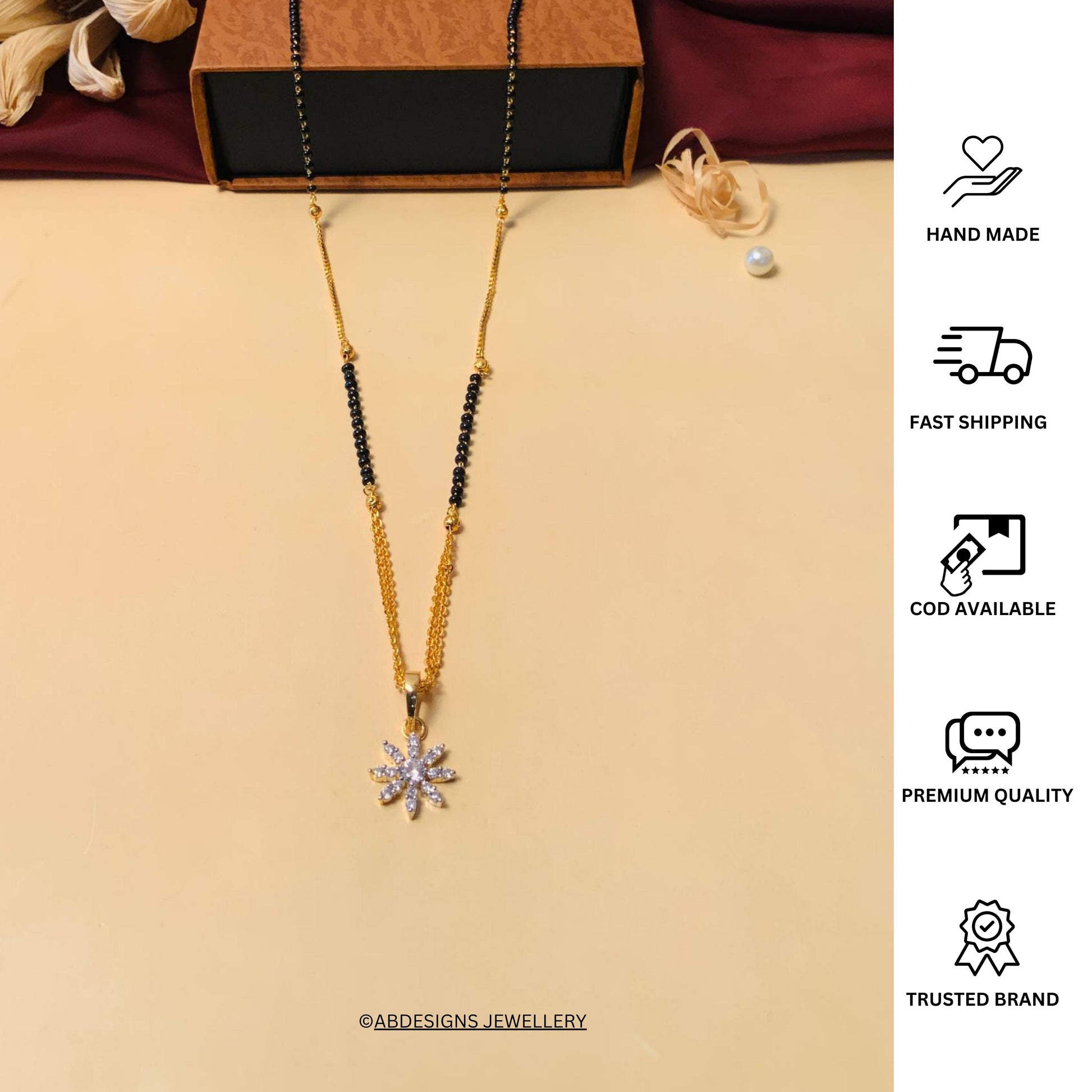 Contemporary Floral Gold Plated Mangalsutra - Abdesignsjewellery