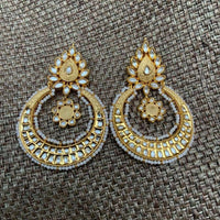 Thumbnail for Antique Pearl Drop Gold Plated Kundan Earrings - Abdesignsjewellery