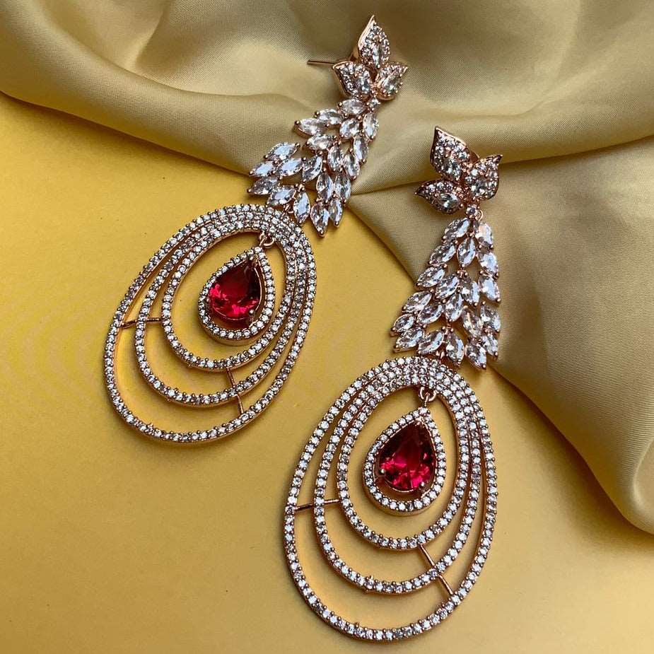 Amazing Rose Gold American Diamond Earrings - Abdesignsjewellery