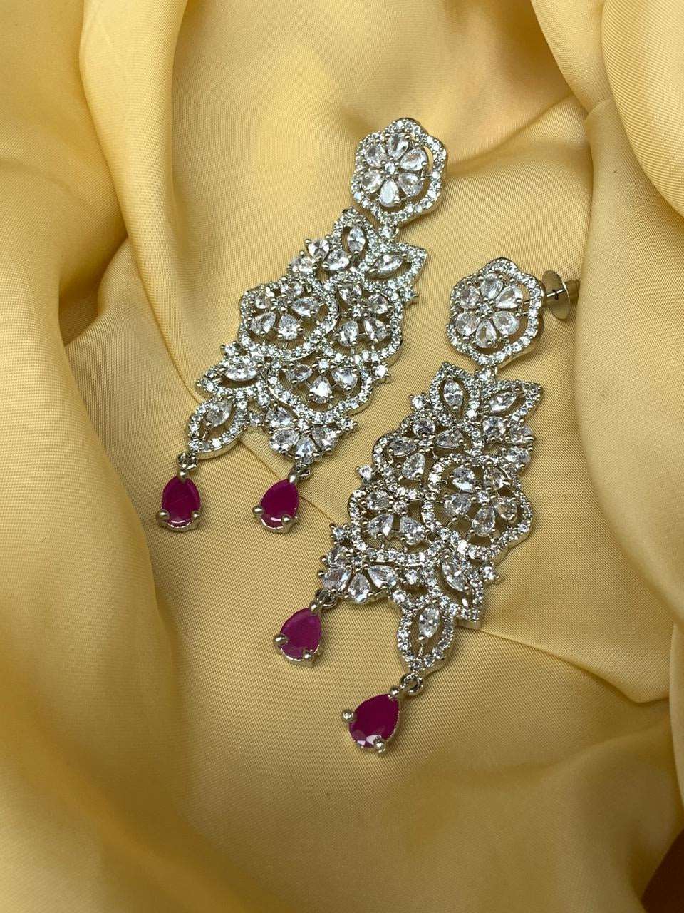 Amazing Silver American Diamond Earrings - Abdesignsjewellery