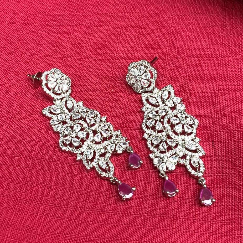 Amazing Silver American Diamond Earrings - Abdesignsjewellery