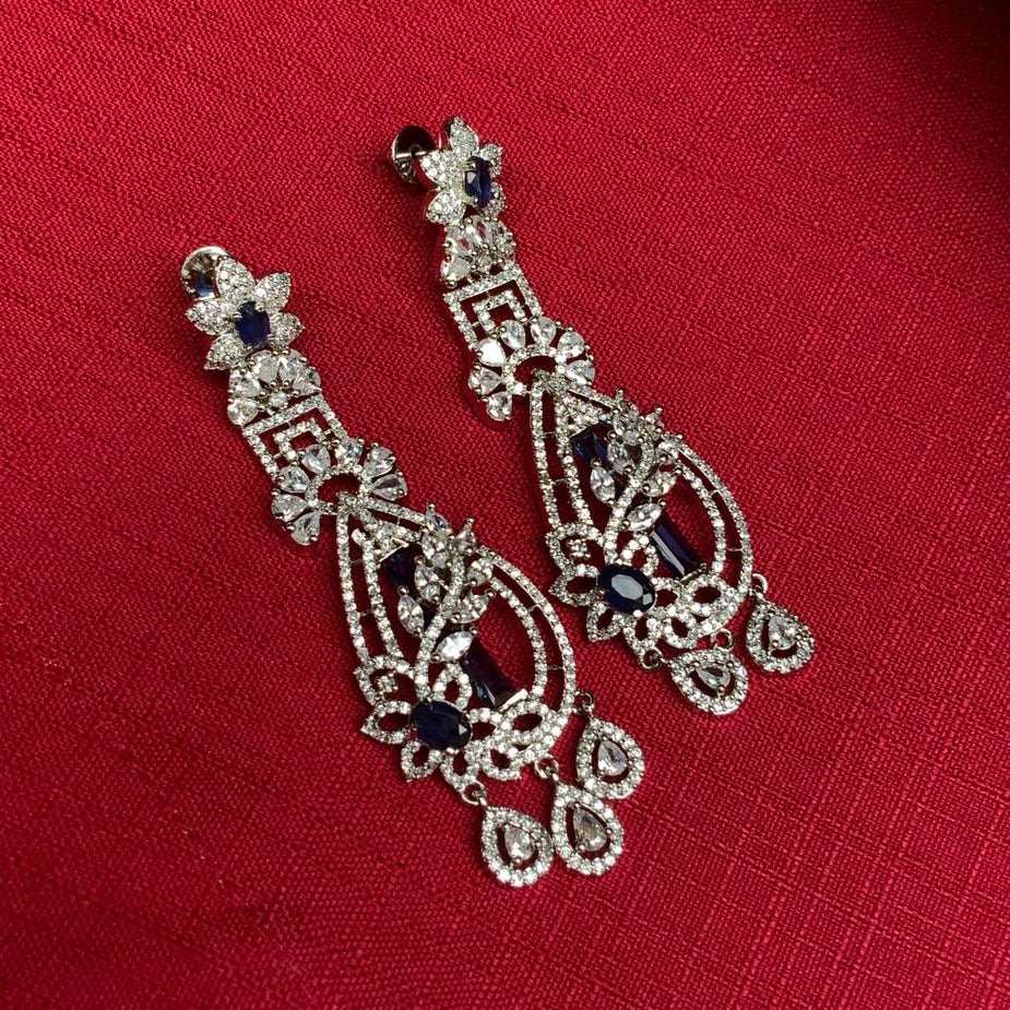 Amazing Silver American Diamond Earrings - Abdesignsjewellery