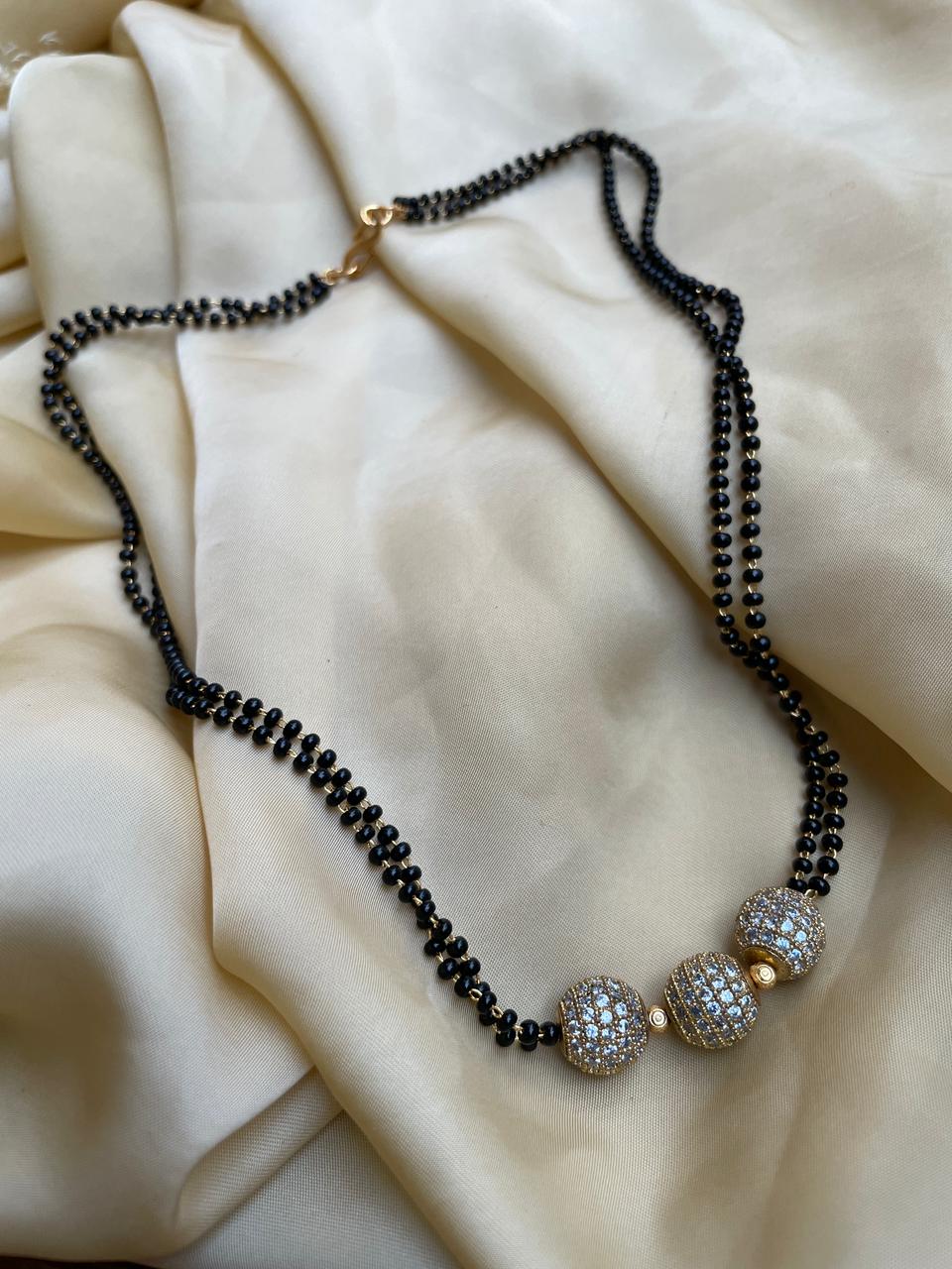 Pakhi Inspired Sleek Antique Golden Ball Mangalsutra