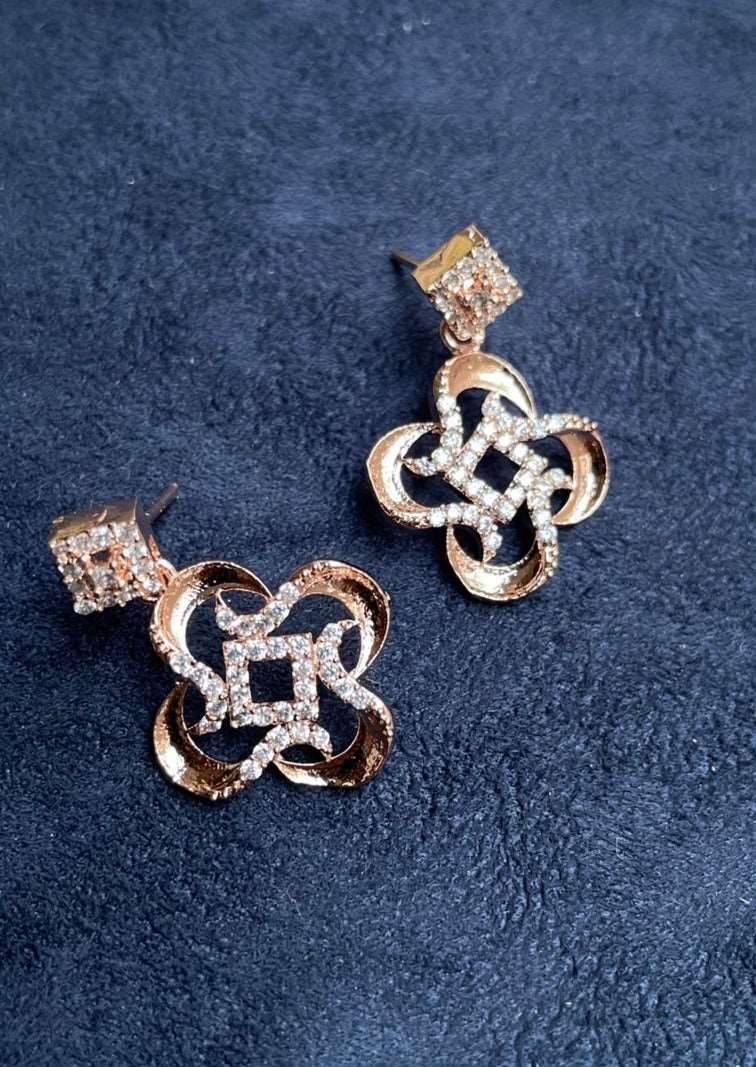 American Diamond Rose Gold Swirl Necklace - Abdesignsjewellery