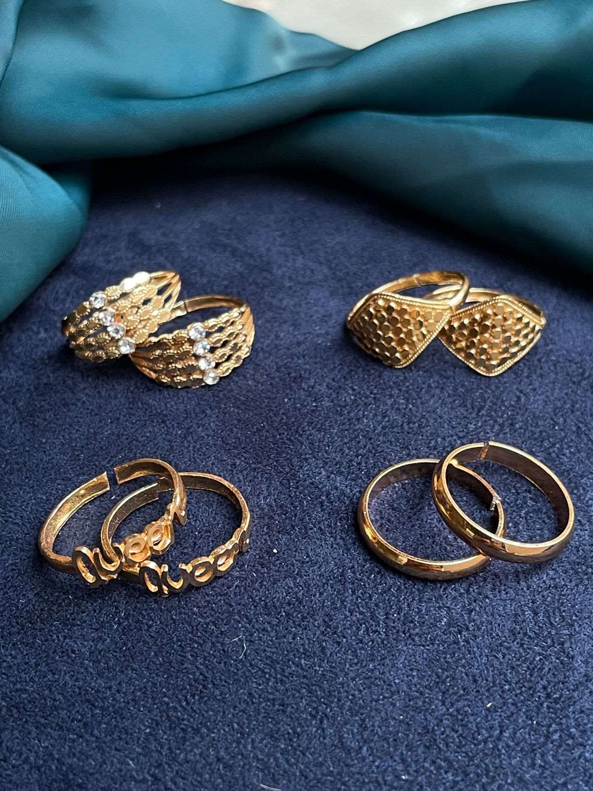 Alluring Gold Plated Toe Rings Combo - Abdesignsjewellery