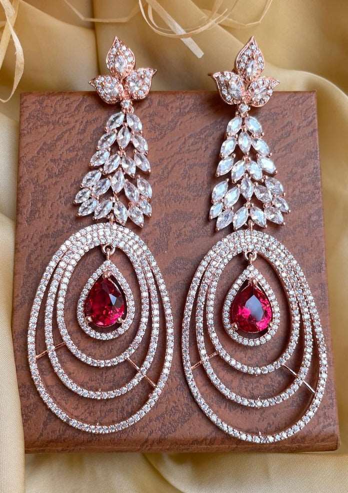 Amazing Rose Gold American Diamond Earrings - Abdesignsjewellery