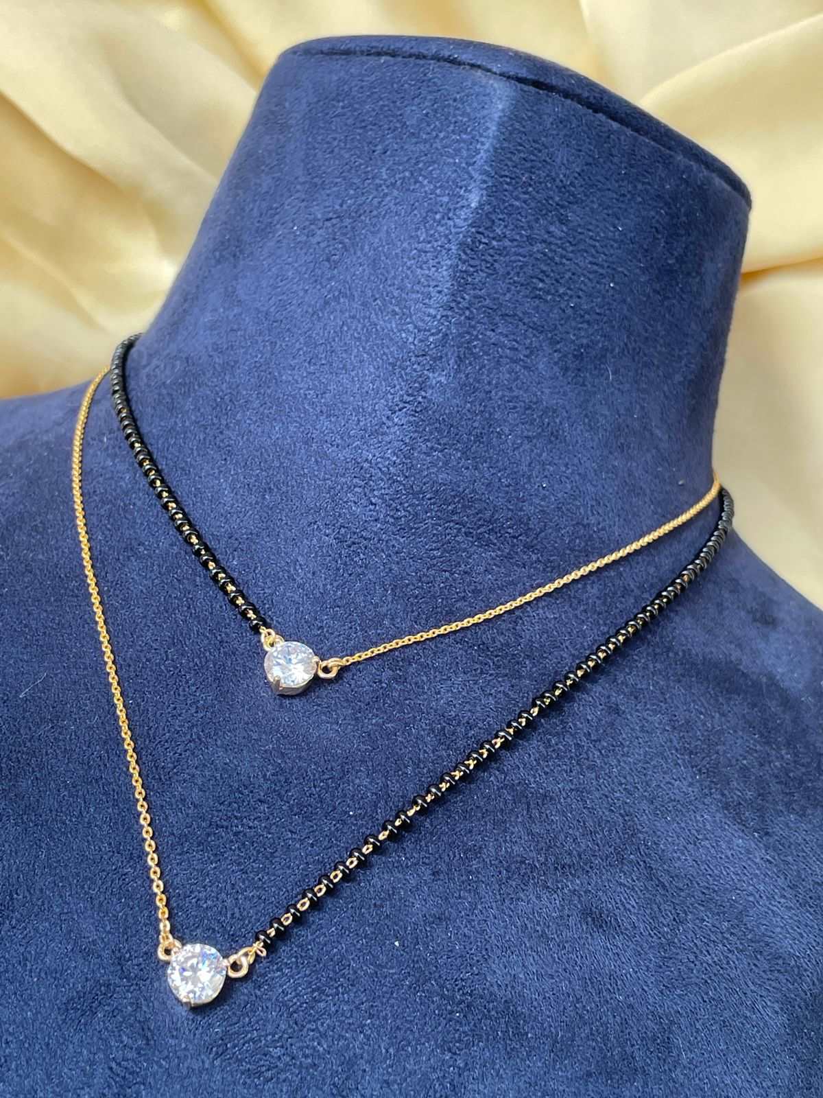 Anjum Fakih Inspired Double Layer Diamond Mangalsutra - Abdesignsjewellery