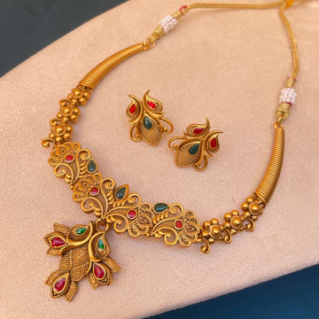 Antique Matt Polish Necklace & Earrings - Abdesignsjewellery