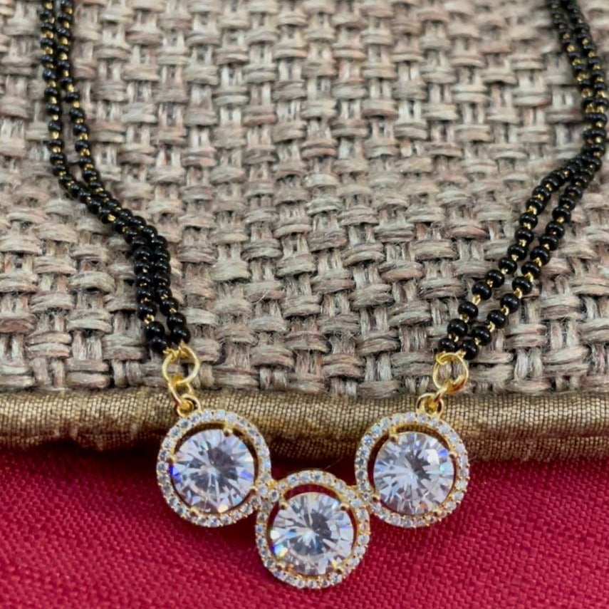 Set of 3 Beautiful Gold Plated American Diamond Mangalsutra Combo