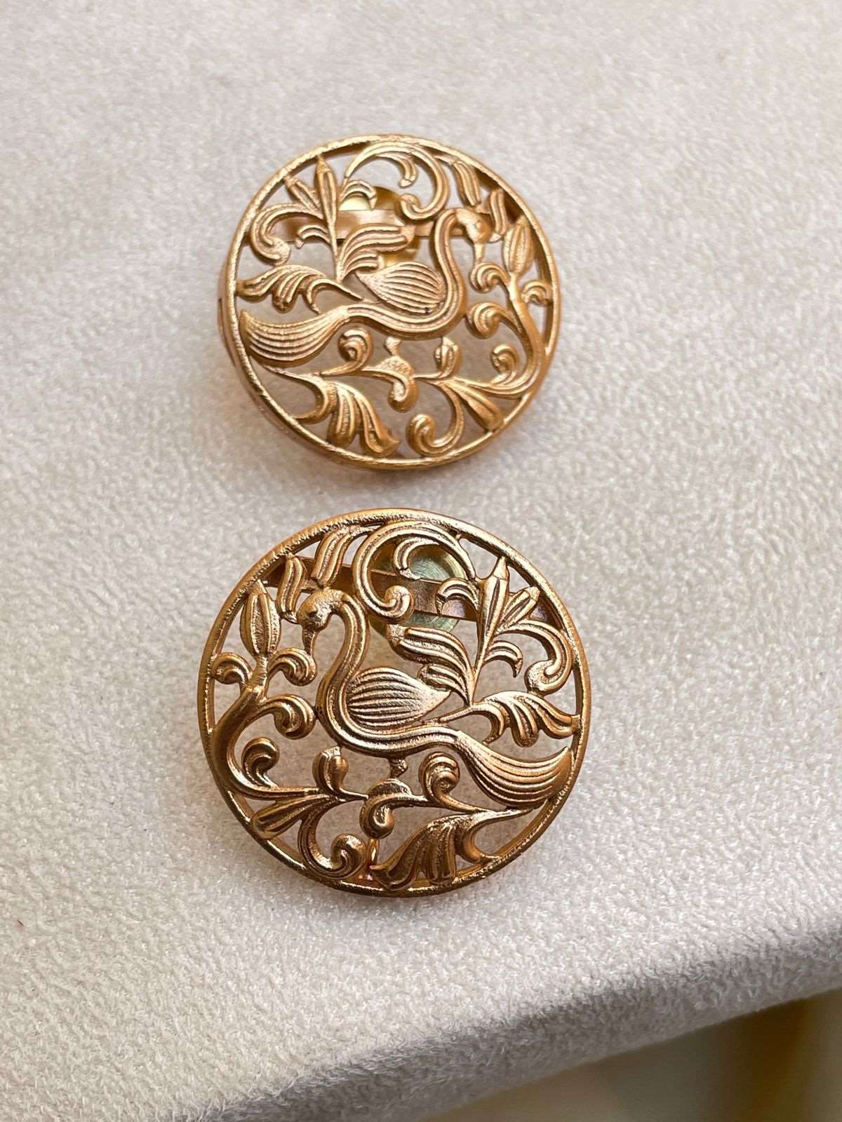 Antique Gold Round Peacock Mangalsutra & Earrings - Abdesignsjewellery