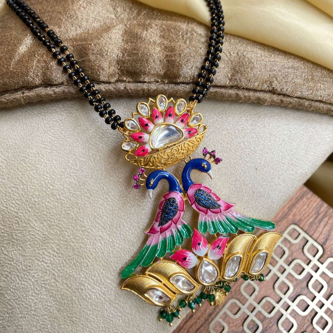 Antique Gold Plated Peacock Mangalsutra - Abdesignsjewellery