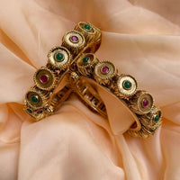 Thumbnail for Antique Bridal Ruby & Emerald Gold Bangles - Abdesignsjewellery
