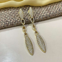 Thumbnail for American Diamond Rose Gold Square Leaf Earrings - Abdesignsjewellery