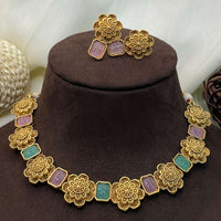 Thumbnail for Antique Fusion Kemp Stone Necklace & Earrings - Abdesignsjewellery
