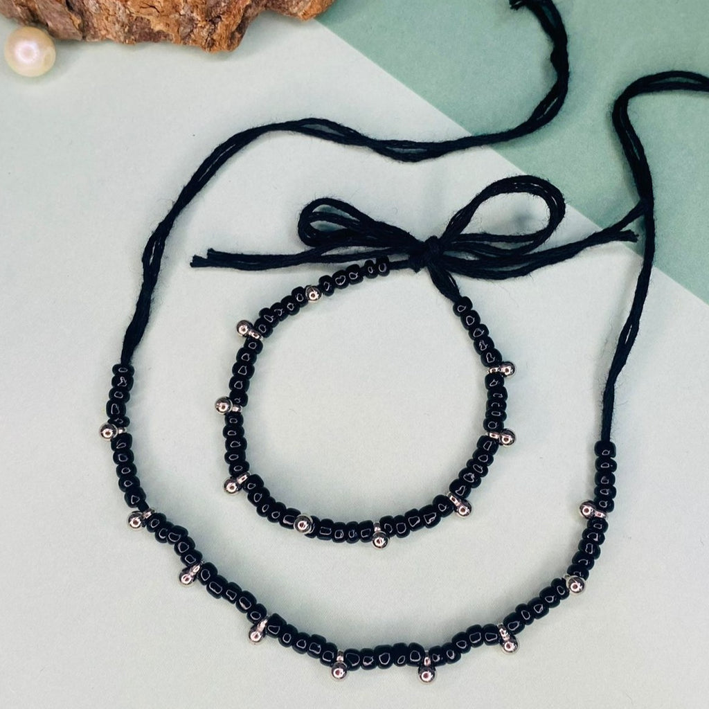 Ghungroo Thread Blackbead Nazaria Bracelet For Kids - Abdesignsjewellery