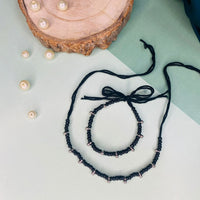 Thumbnail for Ghungroo Thread Blackbead Nazaria Bracelet For Kids - Abdesignsjewellery