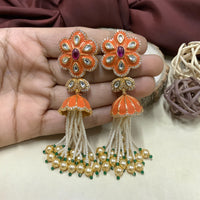 Thumbnail for Meenakari Hanging Pearl Drop Earrings