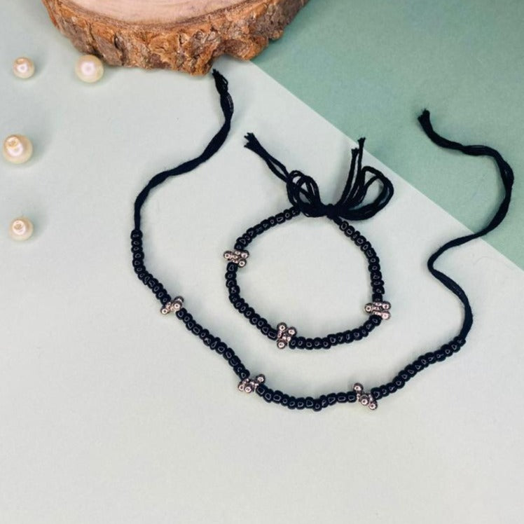 Ghungroo Thread Blackbead Nazaria Bracelet For Kids - Abdesignsjewellery