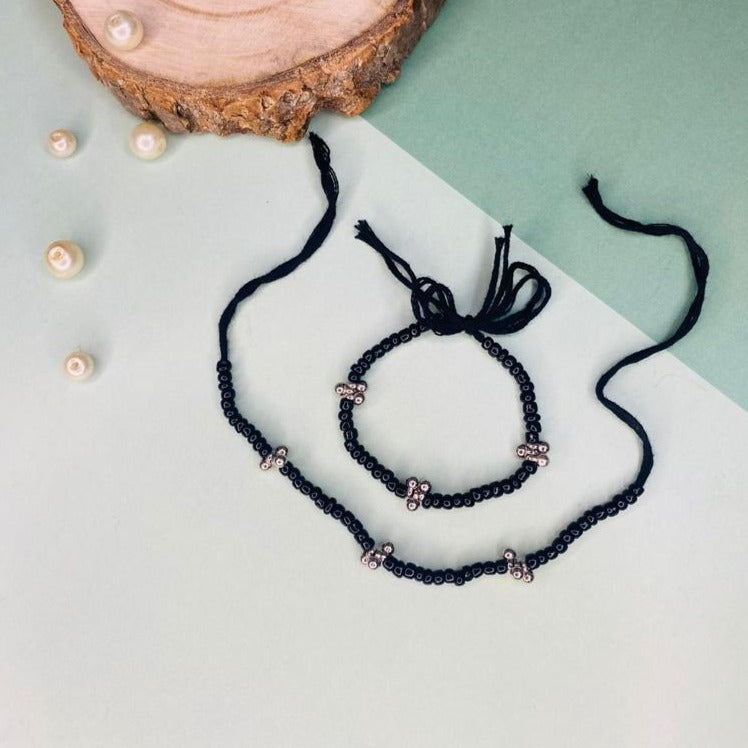 Ghungroo Thread Blackbead Nazaria Bracelet For Kids - Abdesignsjewellery