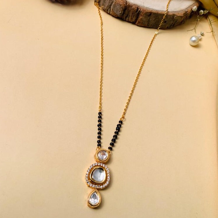 Gorgeous Gold Plated Polki Kundan Mangalsutra - Abdesignsjewellery