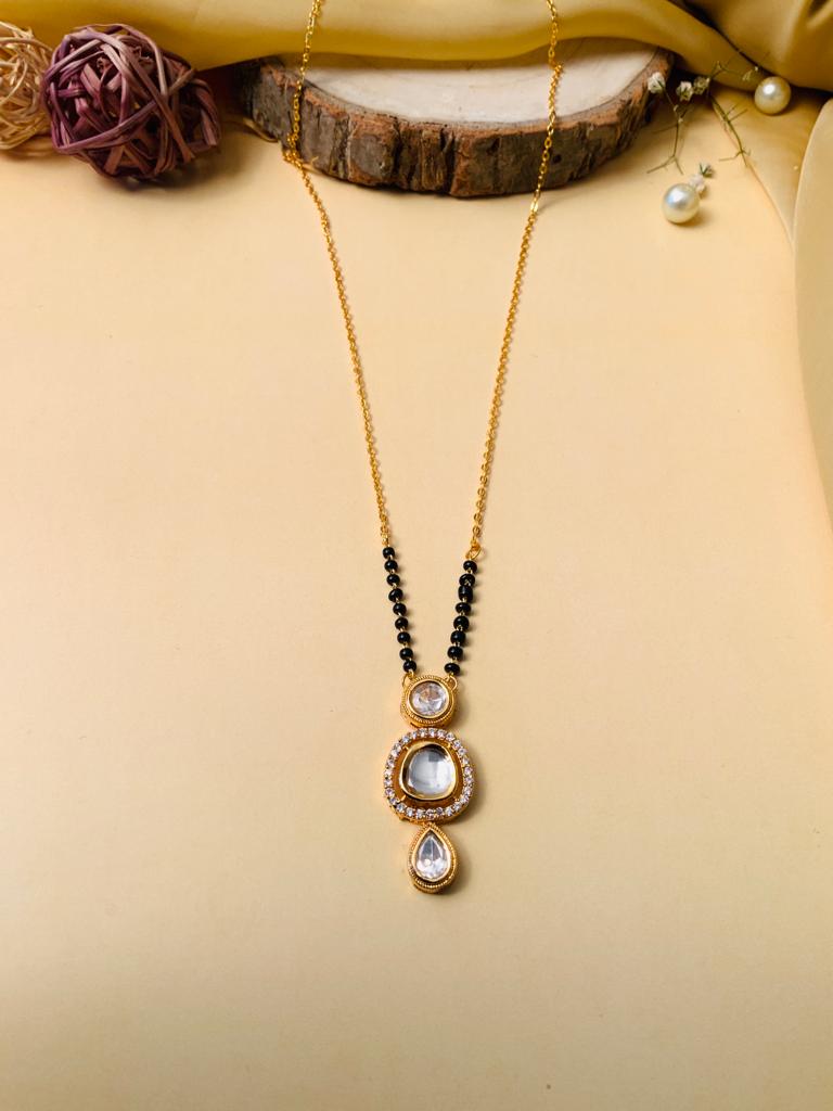 Gorgeous Gold Plated Polki Kundan Mangalsutra - Abdesignsjewellery