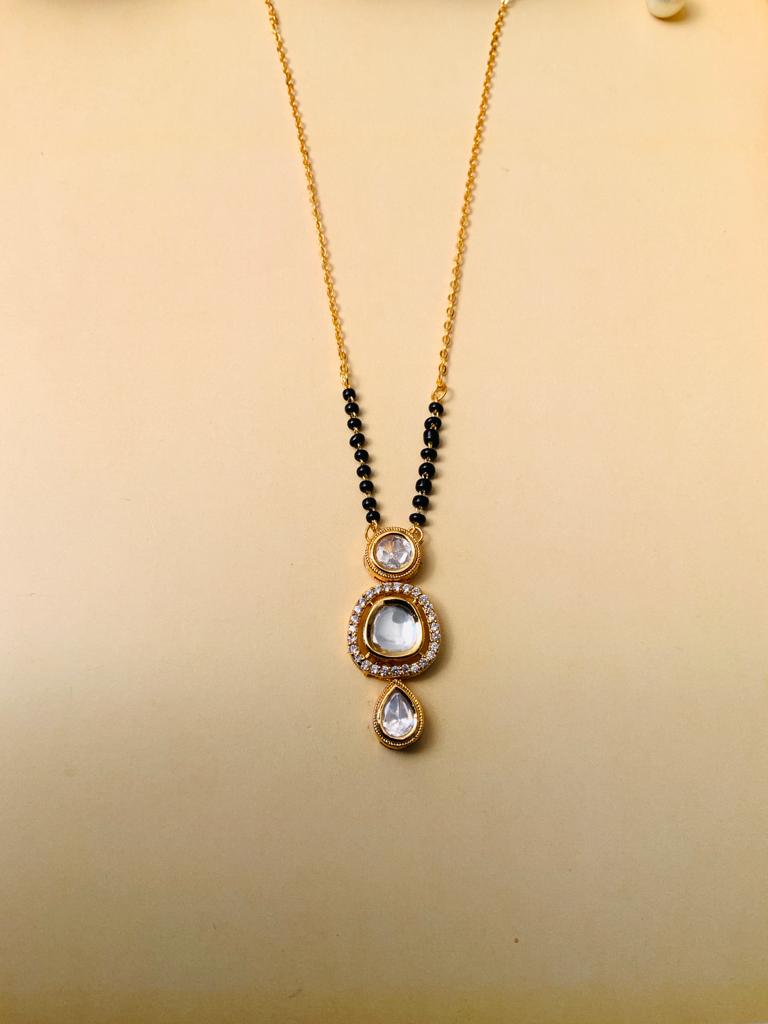 Gorgeous Gold Plated Polki Kundan Mangalsutra - Abdesignsjewellery