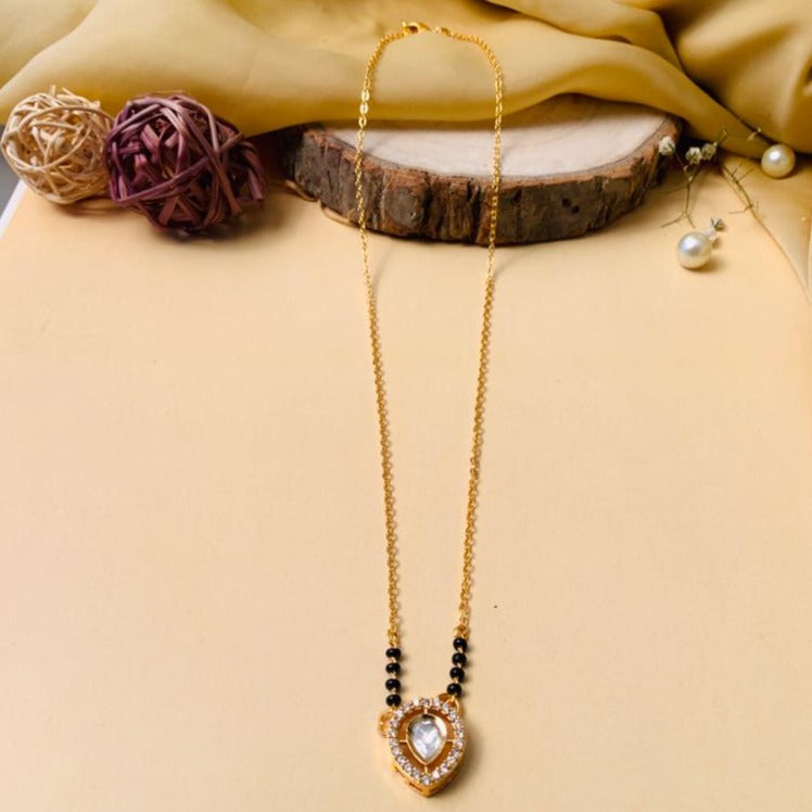 Beautiful Gold Plated Polki Kundan Mangalsutra - Abdesignsjewellery