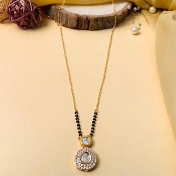 Aesthetic Gold Plated Polki Kundan Mangalsutra - Abdesignsjewellery
