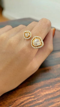 Thumbnail for Exquisite Polki Duo Triangle Ring